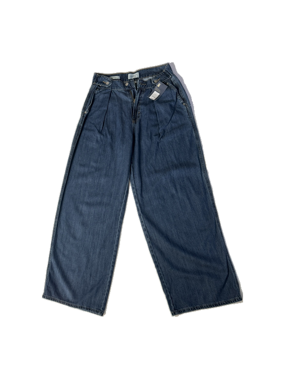 NWT Time and Tru Wide Leg Dark Wash Pleated Jeans Size 6